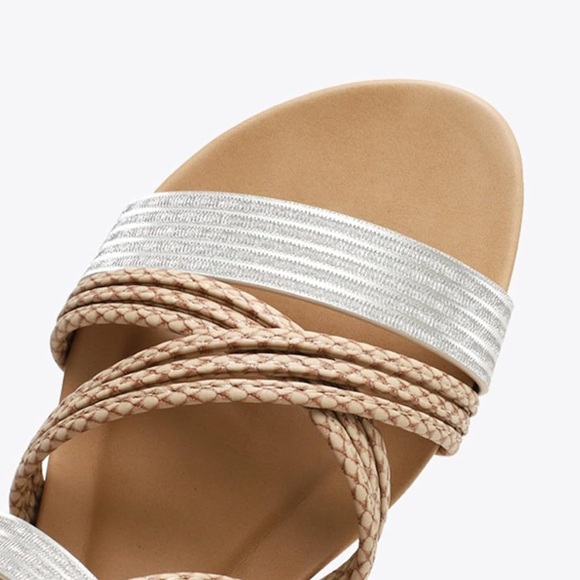 Women's Flat Sandal Flip Flops Open Toe Strap Zipper Back Flatform Wedge Sandals - Picture 4 of 16